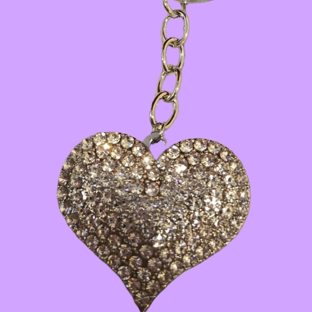 Rhinestone Heart purse charm/keychain